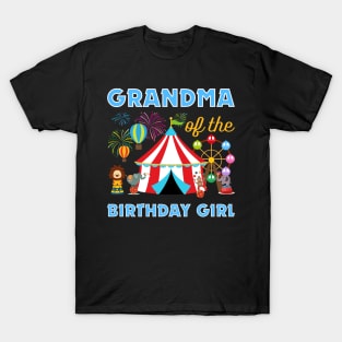 grandma of The Birthday Girls Family Circus Lover B-day Gift For Girls Women Kids T-Shirt